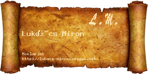 Lukács Miron névjegykártya